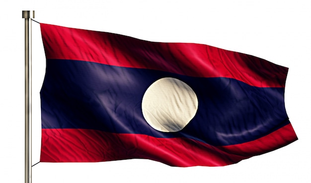 Laos Bandiera Nazionale Isolato 3D Sfondo Bianco