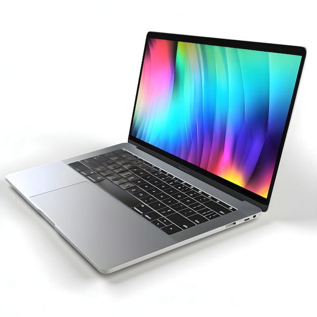 Laptop su sfondo bianco rendering 3D immagine generata da computer