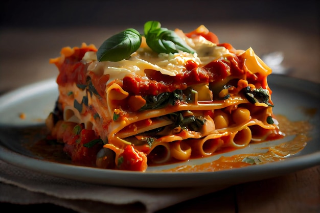 Lasagne appena sfornate con ragù saporito alla bolognese generativo AI