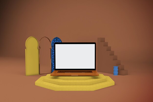 Lato anteriore del computer portatile arabo