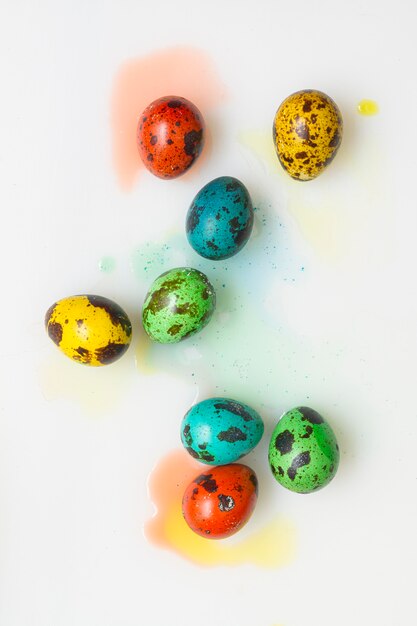 Lay piatto di uova colorate per la Pasqua