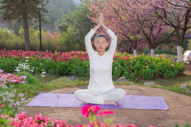 Le donne stanno giocando a yoga al parco