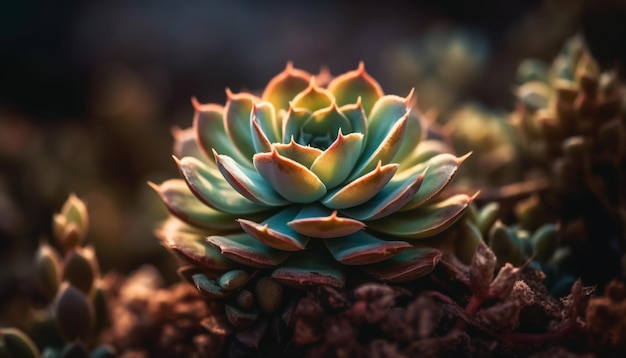 Le spine affilate proteggono la bellezza organica delle piante succulente generata dall'IA