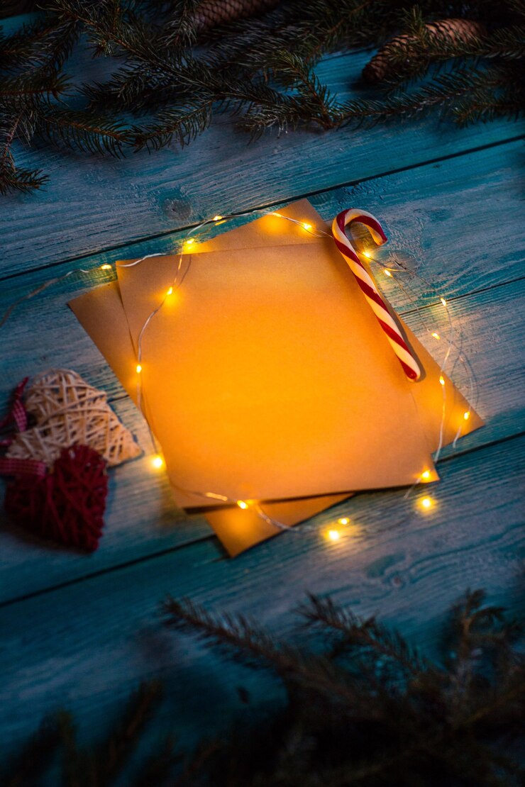 Foto gratuito lettera di natale allo stile fiabesco. modello.