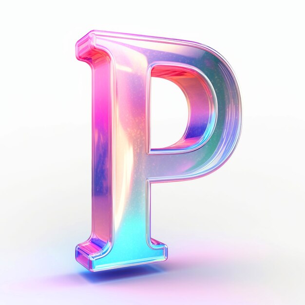 Lettera p realistica con superficie luminosa