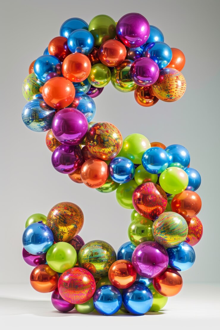 Foto gratuito lettera twist di palloncino su sfondo piatto