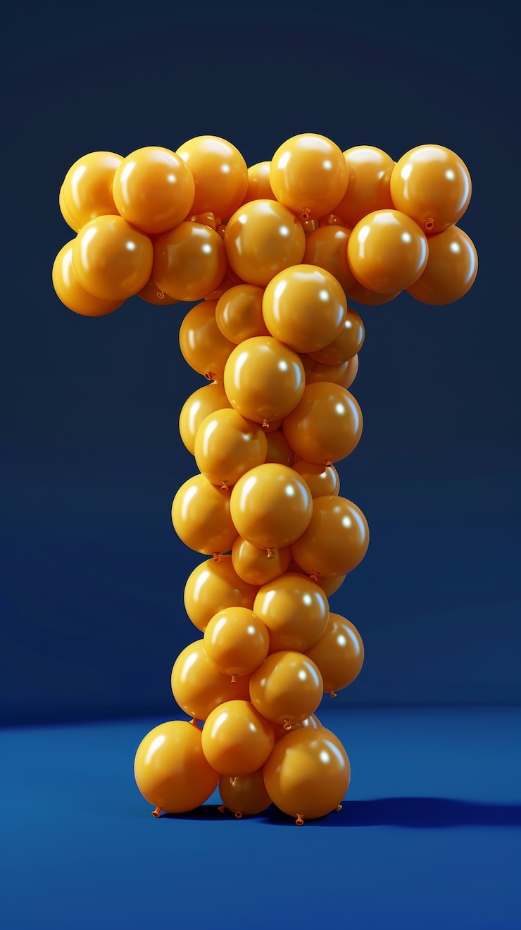 Foto gratuito lettera twist di palloncino su sfondo piatto