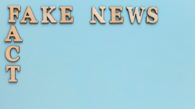 Lettere in legno con fake news