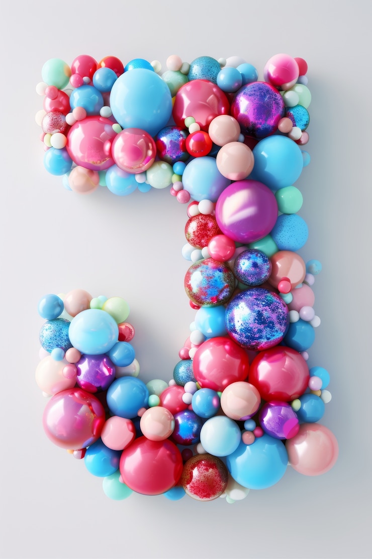 Foto gratuito lettere twist di palloncino su sfondo piatto