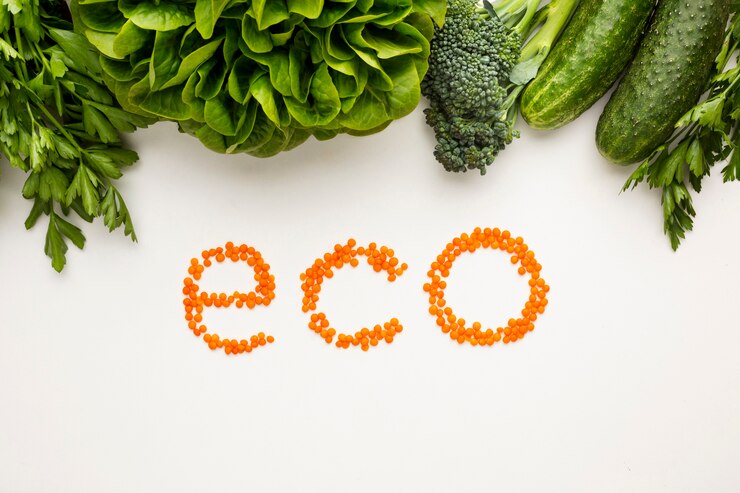Foto gratuito lettering eco vista dall'alto su sfondo bianco