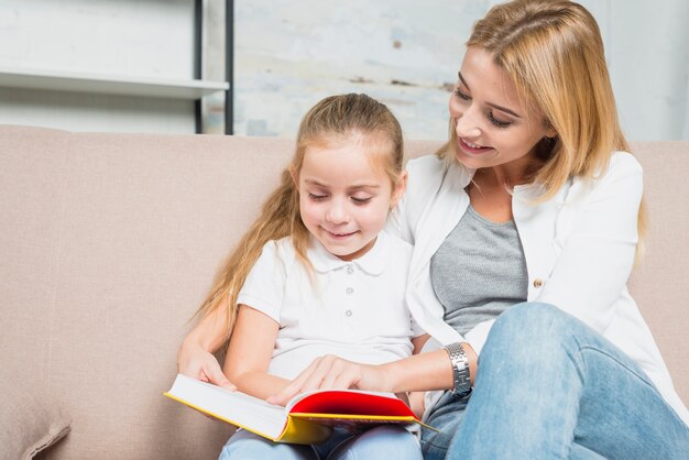 Lettura di madre e figlia