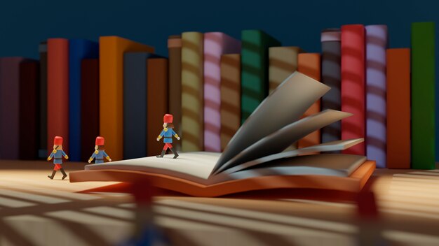 Libro aperto con disposizione dei personaggi