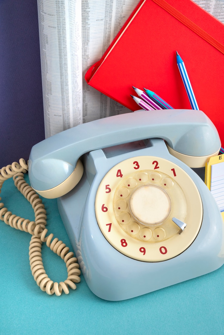 Foto gratuito lista telefonica e angolo alto del telefono