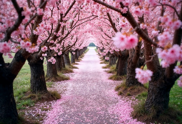 Foto gratuito lo splendido paesaggio della festa di primavera in giappone