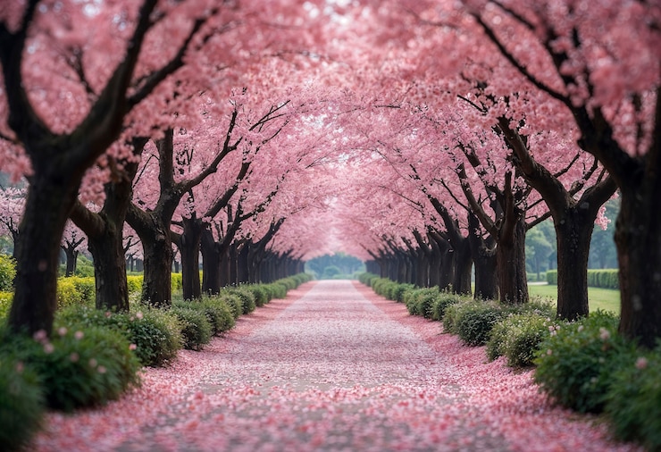 Foto gratuito lo splendido paesaggio della festa di primavera in giappone