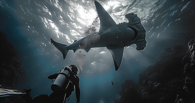 Lo squalo realistico nell'oceano