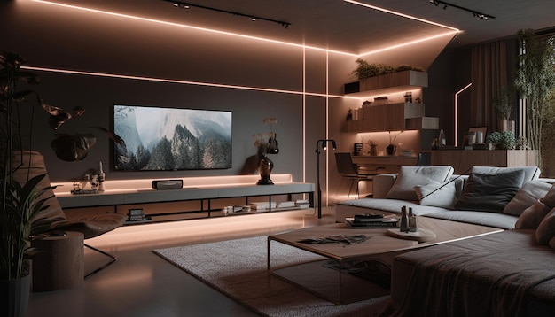 Loft moderno di lusso con casa elegante generata da AI