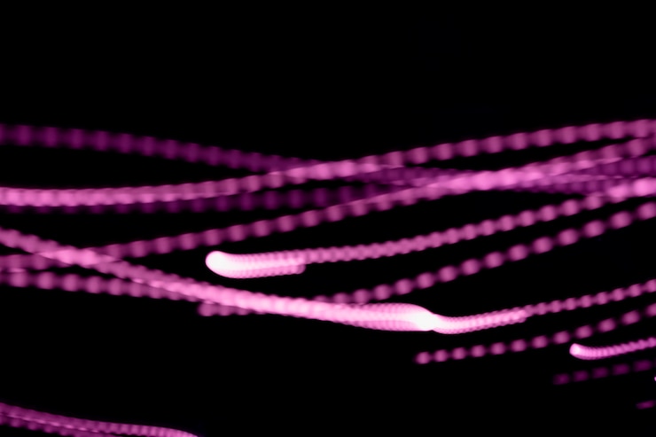 Foto gratuito lunga esposizione di una traccia di luce rosa su uno sfondo nero