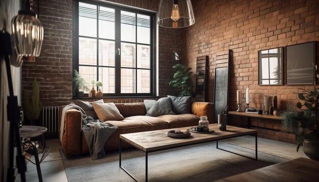 Lussuoso appartamento loft moderno con un design elegante generato da AI