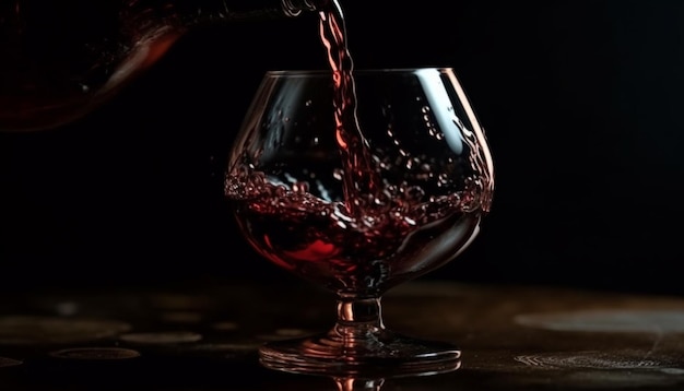 Lussuoso brandy versato in un bicchierino di cristallo generato dall'intelligenza artificiale