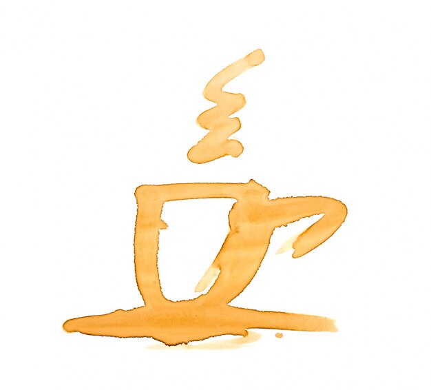 macchie di caffè &quot;figura della tazza&quot; isolato su sfondo bianco