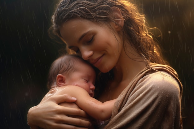 Madre con il bambino in braccio