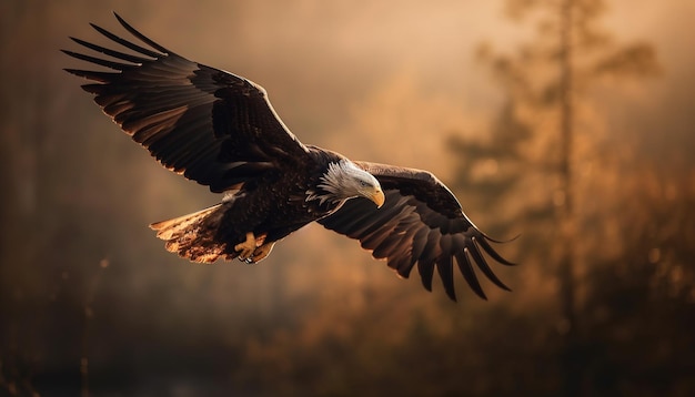 Maestoso rapace che vola a mezz'aria generato dall'intelligenza artificiale