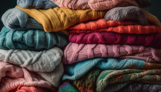 Maglione cardigan in lana intrecciata con motivo multicolore generato da AI