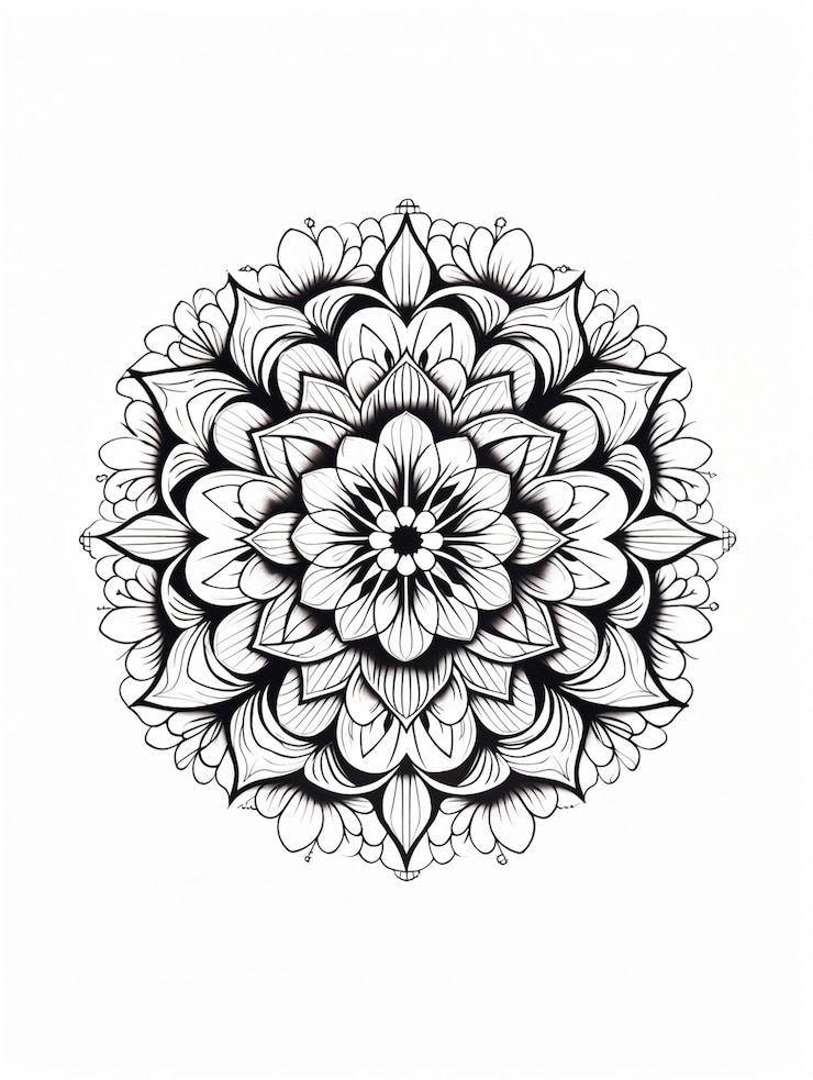 Foto gratuito mandala illustrata con linee artistiche