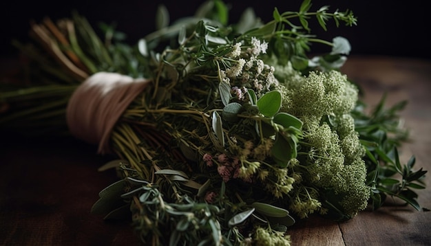 Mangiare sano Insalata di verdure fresche su tavola rustica generata da AI