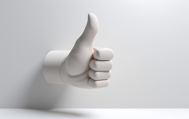 Mani 3D che mostrano i pollici in alto gesto