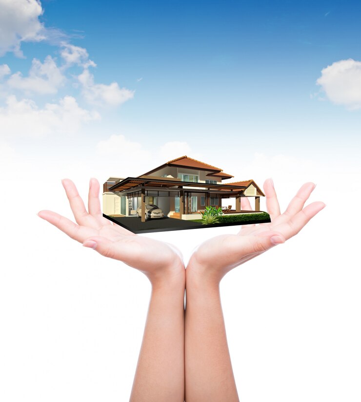 Foto gratuito mani con una casa di lusso