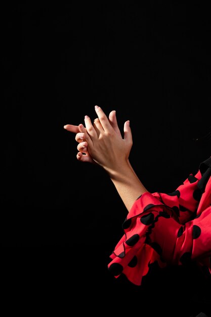 Mani d'applauso del ballerino di flamenca del primo piano