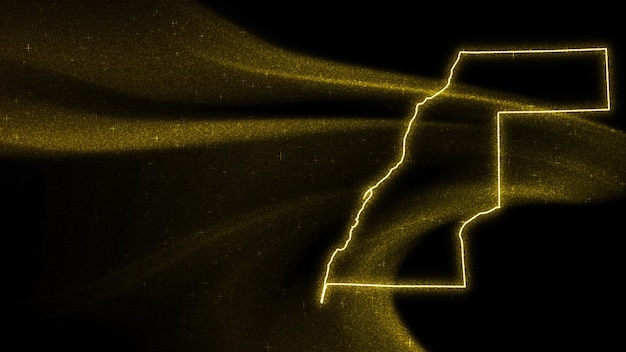 Mappa del Sahara occidentale, mappa glitter oro su sfondo scuro