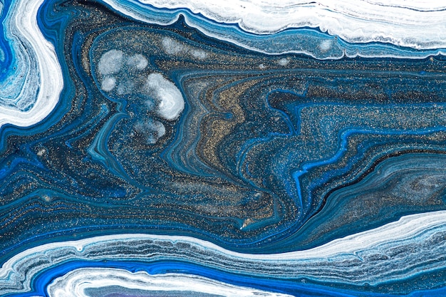 Marmo blu ricciolo sfondo astratto che scorre texture arte sperimentale