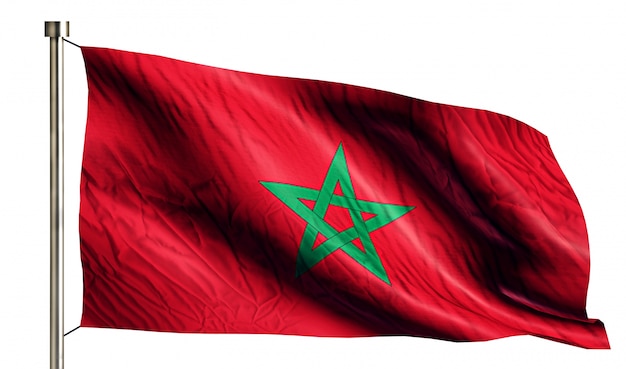 Marocco Bandiera Nazionale Isolato 3D Sfondo Bianco