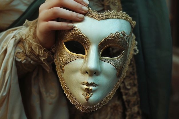 Maschere del carnevale di Venezia con dettagli