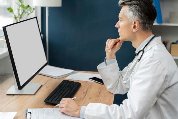 Medico che offre teleconsulto medico