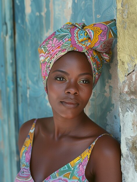 Medium shot bellissima donna africana che posa