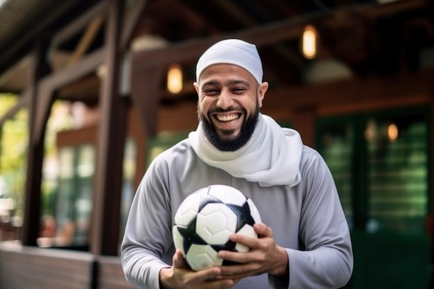 Medium shot smiley uomo islamico