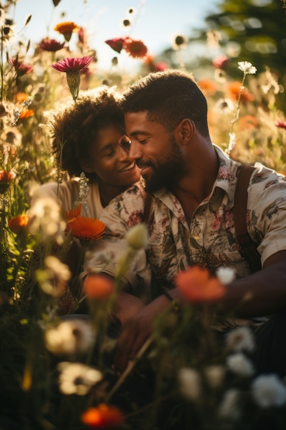 Medium shot uomo e donna che sono romantici