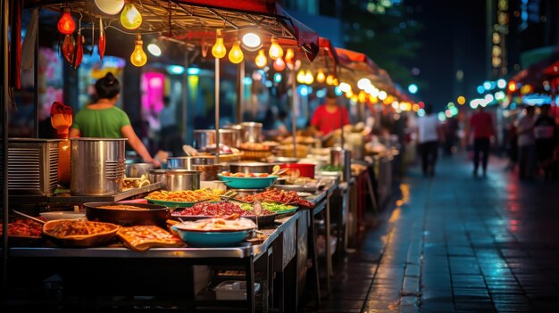 Mercato notturno di cibo di strada