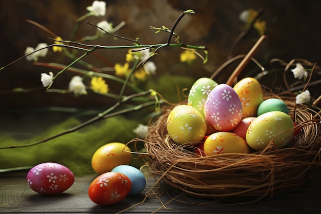 Merce nel carrello decorativa delle uova di Pasqua