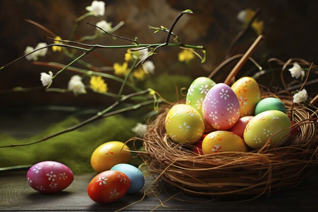 Merce nel carrello decorativa delle uova di Pasqua