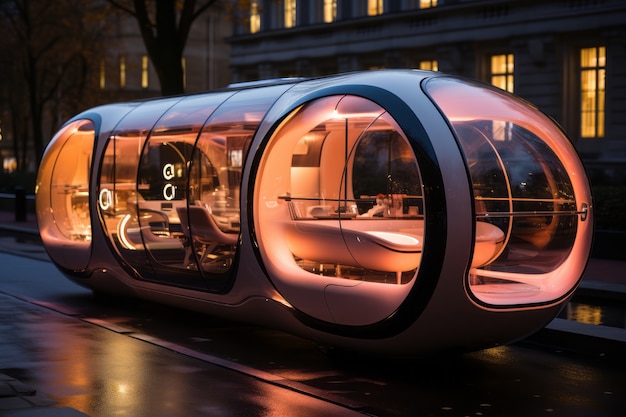 Metodo di trasporto futuristico in una città ultra moderna
