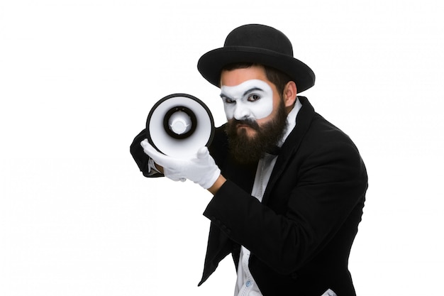 Mime come uomo d'affari con un megafono