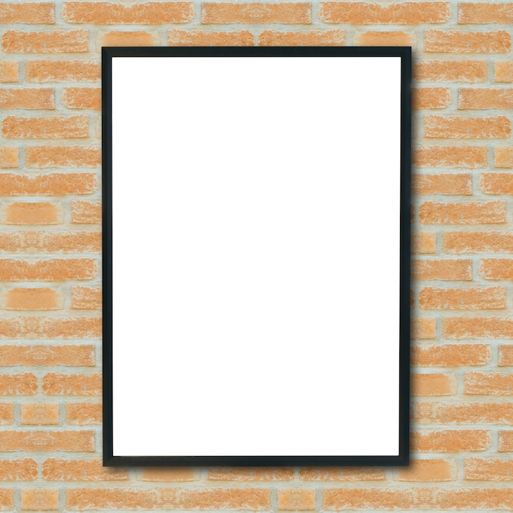 Foto gratuito mock up cornice vuota poster sul muro di mattoni.