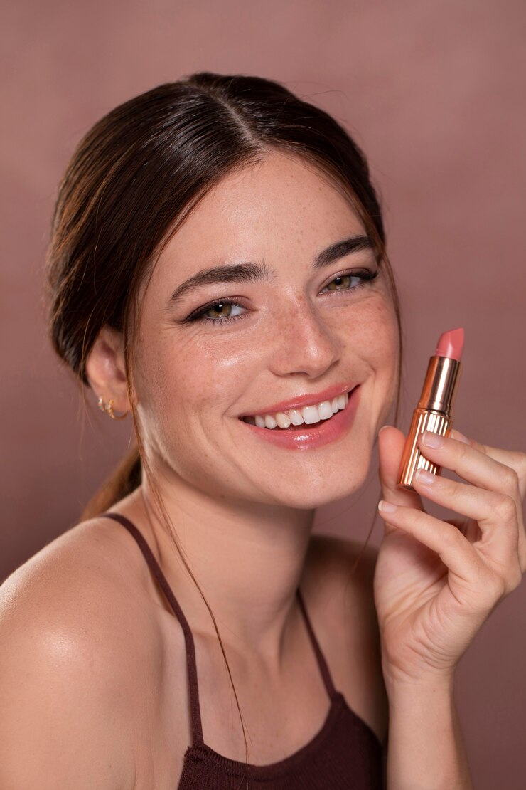 Foto gratuito modella con trucco naturale