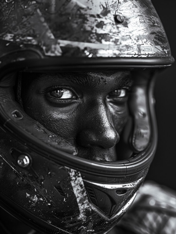 Foto gratuito modello con casco da motociclista