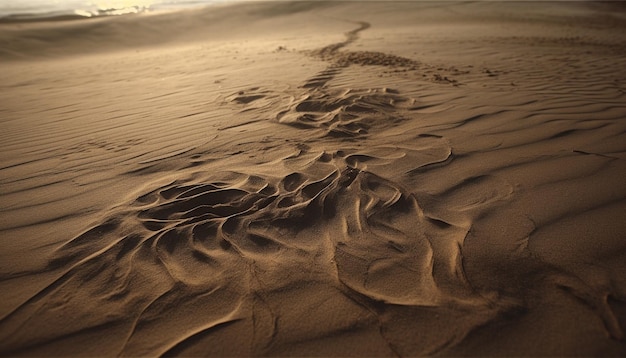 Modello di dune di sabbia increspate nel tramonto tranquillo generato dall'intelligenza artificiale